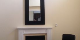 Mirror hanging in the Fireplace!
