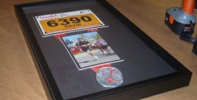 Marathon medal Framed and other memories from the race.