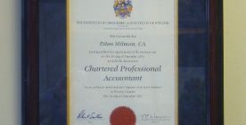 Chartered Professional Accountant Diploma framed using a Shiny laquer frame, suede mat and Gold Fillet